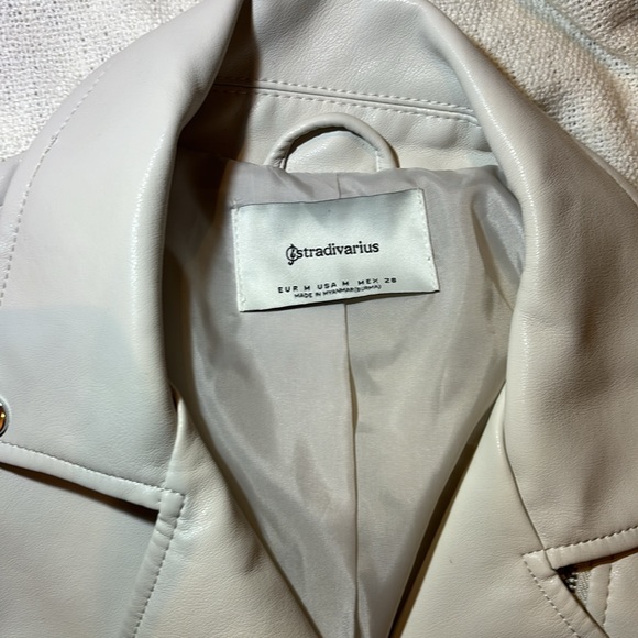 Faux Leather Jacket in Cream - Picture 3 of 4
